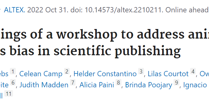 proceedings of a workshop to address animal methods bias in scientific publishing